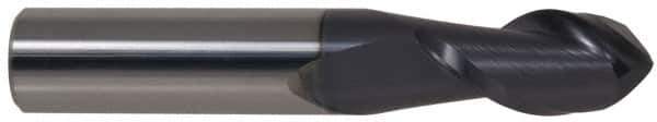 Accupro - 7/8" Diam, 1-3/4" LOC, 2 Flute Solid Carbide Ball End Mill - AlTiN Finish, Single End, 4" OAL, 7/8" Shank Diam, Spiral Flute - Eagle Tool & Supply