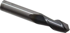 Accupro - 3/8" Diam, 7/8" LOC, 2 Flute Solid Carbide Ball End Mill - AlTiN Finish, Single End, 2-1/2" OAL, 3/8" Shank Diam, Spiral Flute - Eagle Tool & Supply
