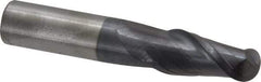 Accupro - 5/8" Diam, 1-1/4" LOC, 2 Flute Solid Carbide Ball End Mill - AlTiN Finish, Single End, 3-1/2" OAL, 5/8" Shank Diam, Spiral Flute - Eagle Tool & Supply