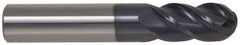 Accupro - 7/8" Diam, 1-3/4" LOC, 4 Flute Solid Carbide Ball End Mill - AlTiN Finish, Single End, 4" OAL, 7/8" Shank Diam, Spiral Flute - Eagle Tool & Supply