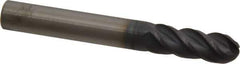 Accupro - 5/16" Diam, 13/16" LOC, 4 Flute Solid Carbide Ball End Mill - AlTiN Finish, Single End, 2-1/2" OAL, 5/16" Shank Diam, Spiral Flute - Eagle Tool & Supply