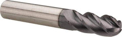 Accupro - 3/8" Diam, 7/8" LOC, 4 Flute Solid Carbide Ball End Mill - AlTiN Finish, Single End, 2-1/2" OAL, 3/8" Shank Diam, Spiral Flute - Eagle Tool & Supply
