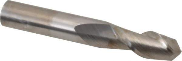 Accupro - 3/8" Diam, 7/8" LOC, 2 Flute Solid Carbide Ball End Mill - Uncoated, Single End, 2-1/2" OAL, 3/8" Shank Diam, Spiral Flute - Eagle Tool & Supply