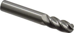 Accupro - 3/8" Diam, 7/8" LOC, 4 Flute Solid Carbide Ball End Mill - Uncoated, Single End, 2-1/2" OAL, 3/8" Shank Diam, Spiral Flute - Eagle Tool & Supply