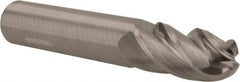 Accupro - 1/2" Diam, 1" LOC, 4 Flute Solid Carbide Ball End Mill - Uncoated, Single End, 3" OAL, 1/2" Shank Diam, Spiral Flute - Eagle Tool & Supply