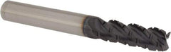 Accupro - 3/8" Diam, 1-1/8" LOC, 4 Flute Solid Carbide Roughing & Finishing Square End Mill - AlTiN Finish, 3" OAL, 3/8" Shank Diam, Straight Shank, 40° Helix, Centercutting, Long Length - Eagle Tool & Supply
