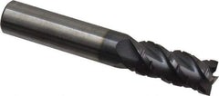 Accupro - 7/16" Diam, 1" LOC, 4 Flute Solid Carbide Roughing & Finishing Square End Mill - AlTiN Finish, 2-3/4" OAL, 7/16" Shank Diam, Straight Shank, 40° Helix, Centercutting, Regular Length - Eagle Tool & Supply