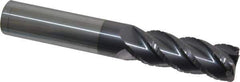 Accupro - 3/4" Diam, 2-1/4" LOC, 4 Flute Solid Carbide Roughing & Finishing Square End Mill - AlTiN Finish, 5" OAL, 3/4" Shank Diam, Straight Shank, 40° Helix, Centercutting, Long Length - Eagle Tool & Supply
