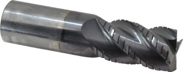 Accupro - 1" Diam, 1-3/4" LOC, 4 Flute Solid Carbide Roughing & Finishing Square End Mill - AlTiN Finish, 4" OAL, 1" Shank Diam, Straight Shank, 40° Helix, Centercutting, Regular Length - Eagle Tool & Supply