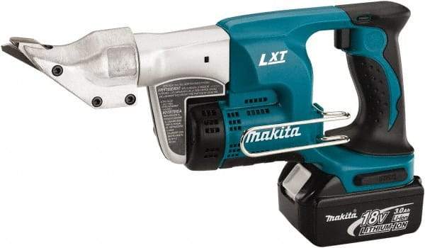 Makita - 2,800 SPM, Pistol Grip Handle, Handheld Cordless Shear - 18 Gauge Cutting Capacity - Eagle Tool & Supply