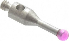 SPI - 2 mm Ball Diameter, M2 Thread, Ruby Point Ball Tip CMM Stylus - 10 mm Overall Length - Eagle Tool & Supply
