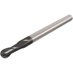 Iscar - 12mm Diam, 14mm LOC, 2 Flute Solid Carbide Ball End Mill - TiAlN Finish, Single End, 83mm OAL, 12mm Shank Diam, Spiral Flute - Eagle Tool & Supply