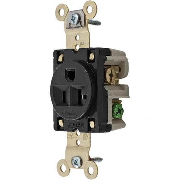 Hubbell Wiring Device-Kellems - 125V 20A NEMA 5-20R Industrial Grade Black Straight Blade Single Receptacle - Eagle Tool & Supply