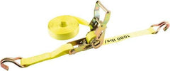 Erickson Manufacturing - 25' Long x 1" Wide, 3,000 Lb Basket Capacity, Polyester Web Sling - Yellow - Eagle Tool & Supply