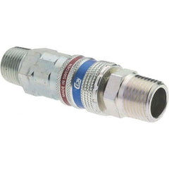 Dynabrade - 2 Piece 1/2" Body 1/2 NPT 150 psi Brass/Steel Industrial Pneumatic Coupling Plug Set - Eagle Tool & Supply