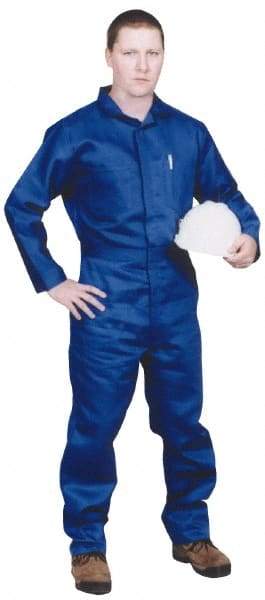 Stanco Safety Products - Size L, Royal Blue, Zipper, Arc Protection Coverall - 42 to 44" Chest, Indura, 7 Pockets, Elastic Waistband, Full Action Back, 2-Way Concealed Zipper - Eagle Tool & Supply