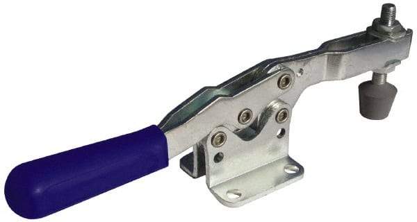 Gibraltar - 150 Lb Holding Capacity, Horizontal Handle, Manual Hold Down Toggle Clamp - 60° Handle Movement, 90° Bar Opening, U-Bar, Flanged Base, Carbon Steel - Eagle Tool & Supply