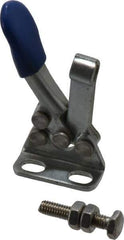 Gibraltar - 60 Lb Holding Capacity, Horizontal Handle, Manual Hold Down Toggle Clamp - 80° Handle Movement, 90° Bar Opening, Solid Bar, Right Flanged Base, Carbon Steel - Eagle Tool & Supply