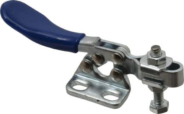Gibraltar - 60 Lb Holding Capacity, Horizontal Handle, Manual Hold Down Toggle Clamp - 80° Handle Movement, 90° Bar Opening, U-Bar, Right Flanged Base, Carbon Steel - Eagle Tool & Supply