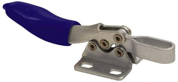 Gibraltar - 60 Lb Holding Capacity, Horizontal Handle, Manual Hold Down Toggle Clamp - 80° Handle Movement, 90° Bar Opening, U-Bar, Flanged Base, Stainless Steel - Eagle Tool & Supply