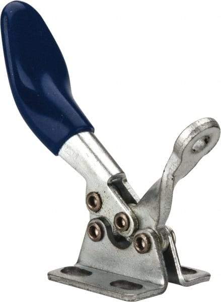 Gibraltar - 60 Lb Holding Capacity, Horizontal Handle, Manual Hold Down Toggle Clamp - 80° Handle Movement, 90° Bar Opening, Solid Bar, Flanged Base, Carbon Steel - Eagle Tool & Supply