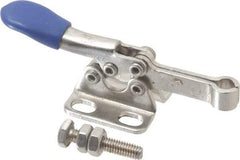 Gibraltar - 75 Lb Holding Capacity, Horizontal Handle, Manual Hold Down Toggle Clamp - 82° Handle Movement, 94° Bar Opening, Solid Bar, Flanged Base, Electro-Plated Zinc, Stainless Steel - Eagle Tool & Supply