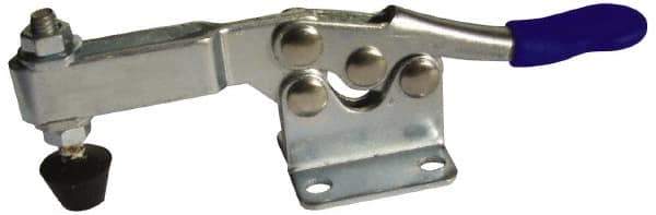Gibraltar - 200 Lb Holding Capacity, Horizontal Handle, Manual Hold Down Toggle Clamp - 78° Handle Movement, 87° Bar Opening, U-Bar, Flanged Base, Electro-Plated Zinc, Stainless Steel - Eagle Tool & Supply