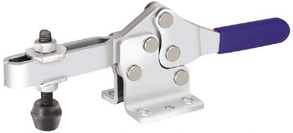 Gibraltar - 200 Lb Holding Capacity, Horizontal Handle, Manual Hold Down Toggle Clamp - 61° Handle Movement, 91° Bar Opening, U-Bar, Flanged Base, Electro-Plated Zinc, Carbon Steel - Eagle Tool & Supply