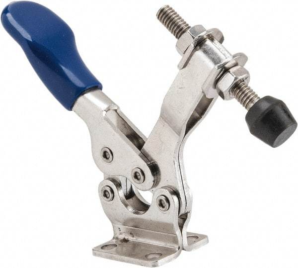 Gibraltar - 600 Lb Holding Capacity, Horizontal Handle, Manual Hold Down Toggle Clamp - 70° Handle Movement, 92° Bar Opening, U-Bar, Flanged Base, Electro-Plated Zinc, Stainless Steel - Eagle Tool & Supply
