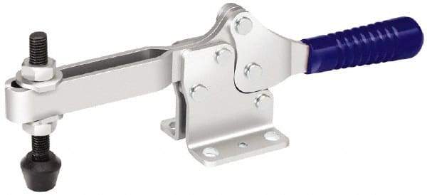 Gibraltar - 750 Lb Holding Capacity, Horizontal Handle, Manual Hold Down Toggle Clamp - 59° Handle Movement, 93° Bar Opening, U-Bar, Flanged Base, Electro-Plated Zinc, Carbon Steel - Eagle Tool & Supply