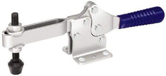 Gibraltar - 750 Lb Holding Capacity, Horizontal Handle, Manual Hold Down Toggle Clamp - 59° Handle Movement, 93° Bar Opening, U-Bar, Flanged Base, Electro-Plated Zinc, Carbon Steel - Eagle Tool & Supply