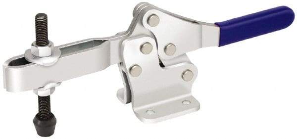 Gibraltar - 1,000 Lb Holding Capacity, Horizontal Handle, Manual Hold Down Toggle Clamp - 74° Handle Movement, 105° Bar Opening, U-Bar, Flanged Base, Electro-Plated Zinc, Carbon Steel - Eagle Tool & Supply