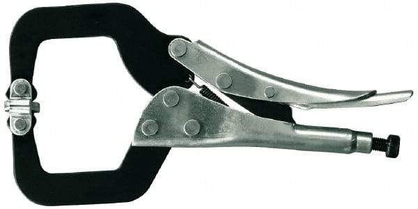 Gibraltar - 12-1/4" OAL C-Clamp Locking Pliers - 4-21/32" Jaw Depth, 5-3/8" Jaw Opening - Eagle Tool & Supply