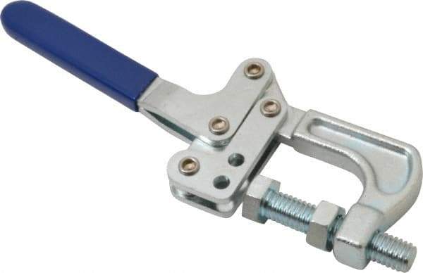 Gibraltar - 800 Lb Load Capacity, 1.25" Throat Depth, 8.28" OAL, Carbon Steel Plier Clamp - M12x1.75 Spindle, 2.94" Open Throat Height, Blue Handle - Eagle Tool & Supply