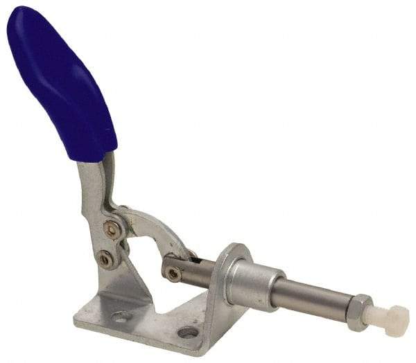 Gibraltar - 100 Lb Load Capacity, Flanged Base, Carbon Steel, Standard Straight Line Action Clamp - 3 Mounting Holes, 0.18" Mounting Hole Diam, 1/4" Plunger Diam, Thumb Handle - Eagle Tool & Supply