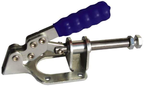 Gibraltar - 300 Lb Load Capacity, Flanged Base, Carbon Steel, Standard Straight Line Action Clamp - 0.22" Mounting Hole Diam, 0.44" Plunger Diam, Straight Handle - Eagle Tool & Supply