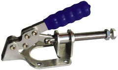 Gibraltar - 300 Lb Load Capacity, Flanged Base, Carbon Steel, Standard Straight Line Action Clamp - 0.22" Mounting Hole Diam, 0.44" Plunger Diam, Straight Handle - Eagle Tool & Supply