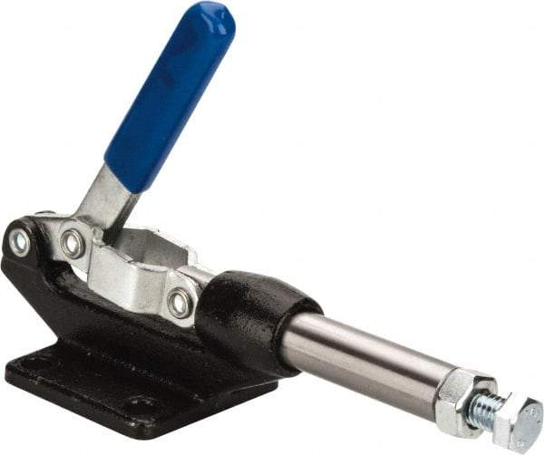 Gibraltar - 800 Lb Load Capacity, Flanged Base, Carbon Steel, Standard Straight Line Action Clamp - 0.33" Mounting Hole Diam, 0.63" Plunger Diam, Straight Handle - Eagle Tool & Supply