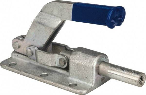 Gibraltar - 800 Lb Load Capacity, Flanged Base, Carbon Steel, Standard Straight Line Action Clamp - 6 Mounting Holes, 0.26" Mounting Hole Diam, 1/2" Plunger Diam, Straight Handle - Eagle Tool & Supply