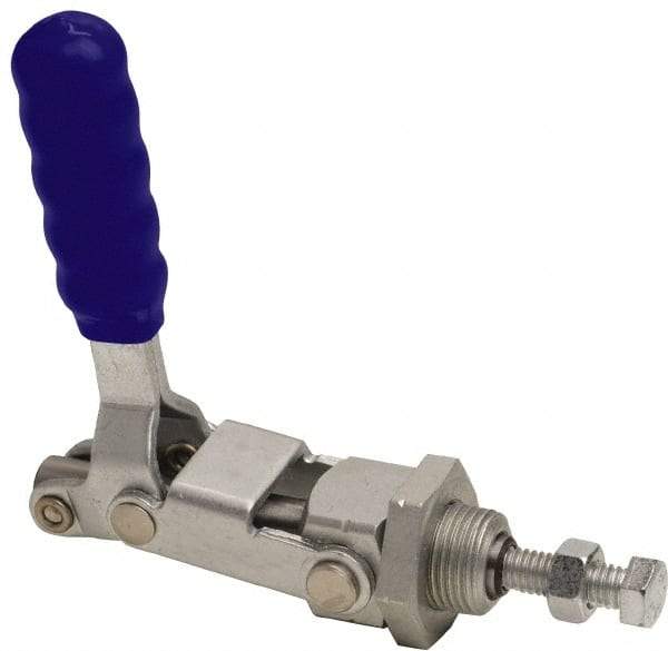 Gibraltar - 300 Lb Load Capacity, Flush Base, Carbon Steel, Standard Straight Line Action Clamp - 3/4" Mounting Hole Diam, 0.44" Plunger Diam, Straight Handle - Eagle Tool & Supply