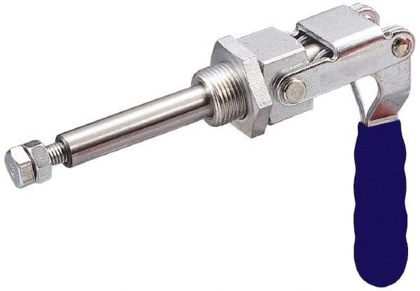 Gibraltar - 700 Lb Load Capacity, Flush Base, Carbon Steel, Standard Straight Line Action Clamp - 1" Mounting Hole Diam, 0.63" Plunger Diam, Straight Handle - Eagle Tool & Supply