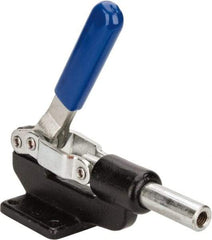 Gibraltar - 800 Lb Load Capacity, Flanged Base, Carbon Steel, Standard Straight Line Action Clamp - 4 Mounting Holes, 0.38" Mounting Hole Diam, 0.62" Plunger Diam, Whale Tail Handle - Eagle Tool & Supply