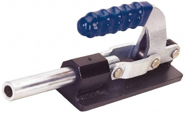 Gibraltar - 7,500 Lb Load Capacity, Flanged Base, Carbon Steel, Standard Straight Line Action Clamp - 6 Mounting Holes, 0.41" Mounting Hole Diam, 0.87" Plunger Diam, Straight Handle - Eagle Tool & Supply