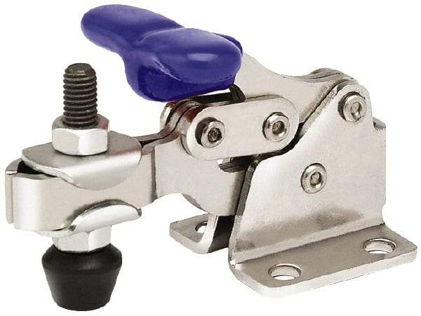 Gibraltar - 150 Lb Holding Capacity, Horizontal Handle, Manual Hold Down Toggle Clamp - 175° Handle Movement, 92° Bar Opening, U-Bar, Flanged Base, Stainless Steel - Eagle Tool & Supply