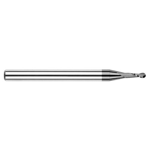 ‎0.045″ Dia. × 1/8″ Shank × 0.135″ DOC × 1-1/2″ OAL, Carbide DLC, Stub|Standard , 2 Flute, Ballnose End Mill - Exact Industrial Supply