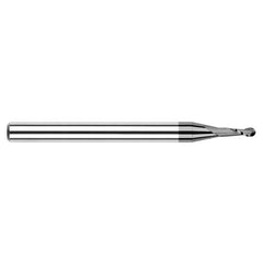 ‎0.09″ Dia. × 1/8″ Shank × 0.27″ DOC × 1-1/2″ OAL, Carbide DLC, Stub|Standard , 2 Flute, Ballnose End Mill - Exact Industrial Supply