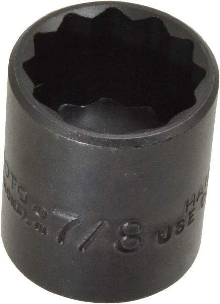 Proto - 7/8", 3/8" Drive, Standard Hand Socket - 12 Points, 1-7/16" OAL, Alloy Steel, Black Finish - Eagle Tool & Supply