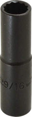 Proto - 9/16", 1/2" Drive, Deep Hand Socket - 12 Points, 3-1/4" OAL, Alloy Steel, Black Finish - Eagle Tool & Supply