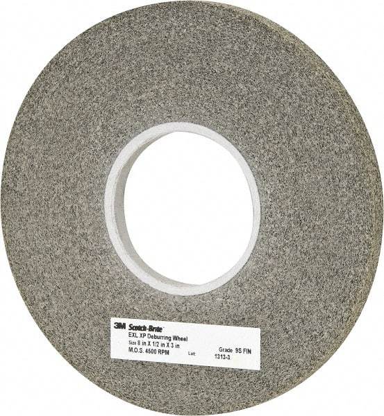 3M - 8" Diam, 1/2" Face Width, 3" Center Hole, Fine Grade, Silicon Carbide Deburring Wheel - Convolute, Extra Hard Density 9 Grade, 4,500 RPM - Eagle Tool & Supply