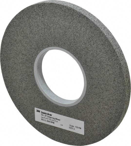 3M - 8" Diam, 1/2" Face Width, 3" Center Hole, Fine Grade, Silicon Carbide Deburring Wheel - Convolute, Hard Density 11 Grade, 4,500 RPM - Eagle Tool & Supply